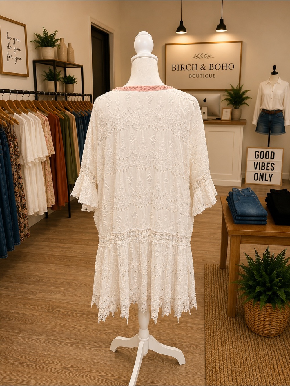 Gypsy Queen Beaded Lace Floral Boho Tunic Top M/L Cottagecore Romantic - Picture 2 of 7